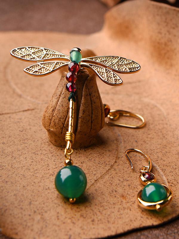 Original Vintage Asymmetric Agate Eardrop