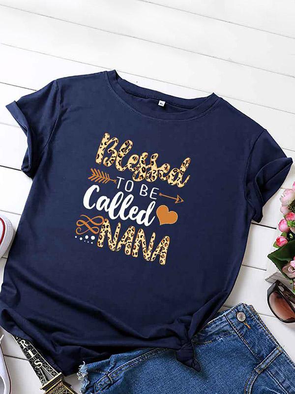 Casual Leopard Printed Letters Tees