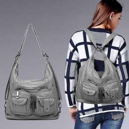 Multi-pockets Backpack Solid Multi-carry Crossbody Bag