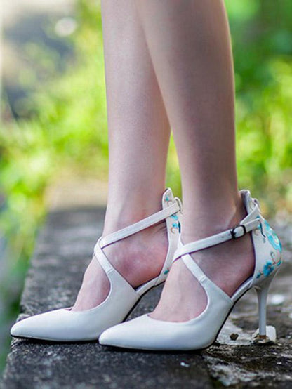 Beautiful Embroidered Floral High Heels