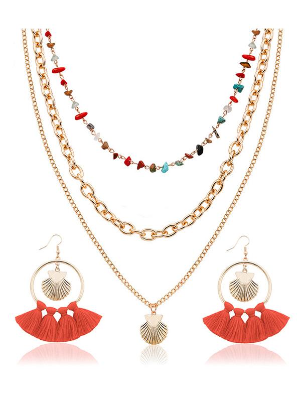 Shell  Tassel Earring And Necklace Accessories