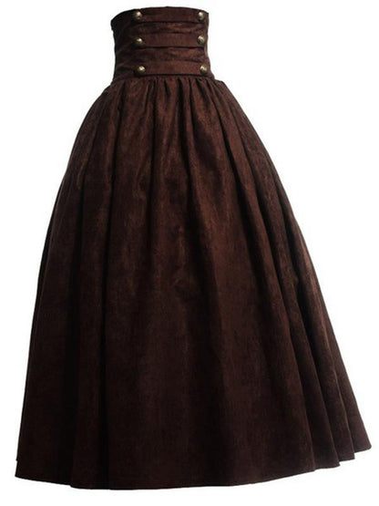 Plain High Waist Pleated Retro Skirt