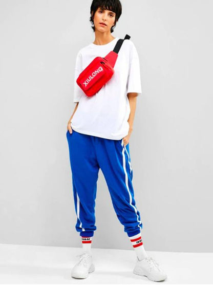 Letter  Zip Sporty Waist-Bags