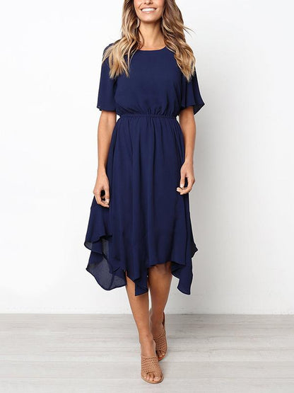 Bohemia Cropped Elastic Solid Midi Dresses