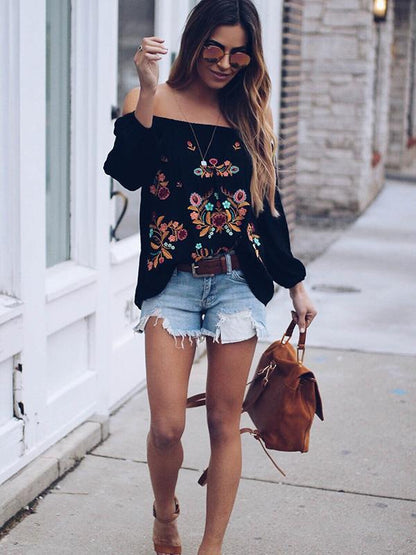 Chiffon Shirt Embroidered Blouses