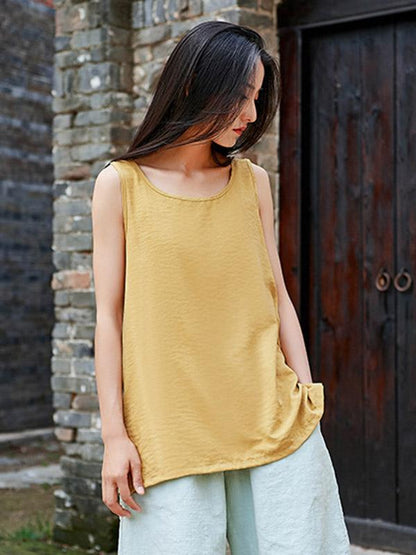 Cotton A-line Sleeveless T-shirt