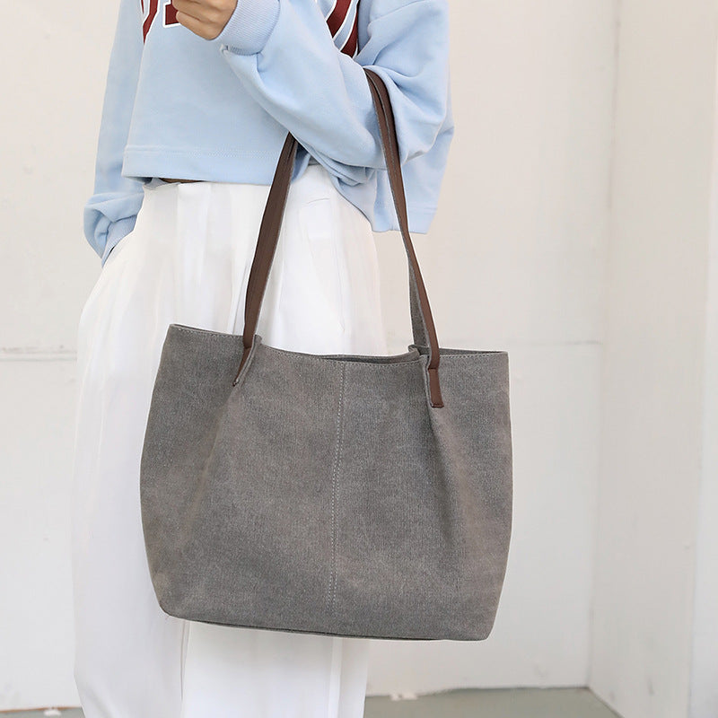 new autumn and winter versatile canvas handbag leisure tote bag simple handbag large capacity shoulder bag handbag