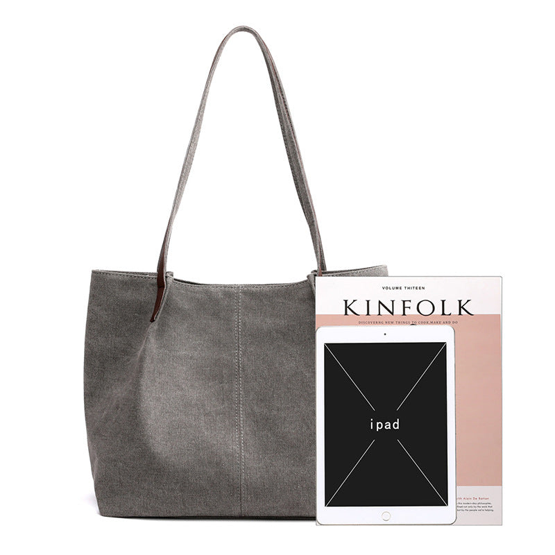 new autumn and winter versatile canvas handbag leisure tote bag simple handbag large capacity shoulder bag handbag