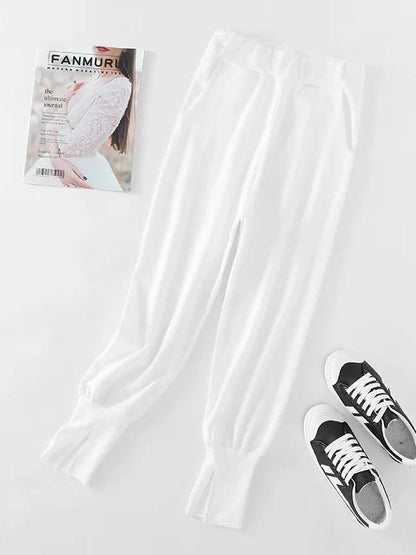 Loose Empire Ankle-tied Solid Sports Pants