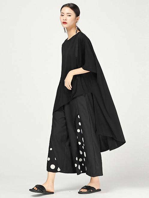 Retro Irregular Cotton Long T-shirt