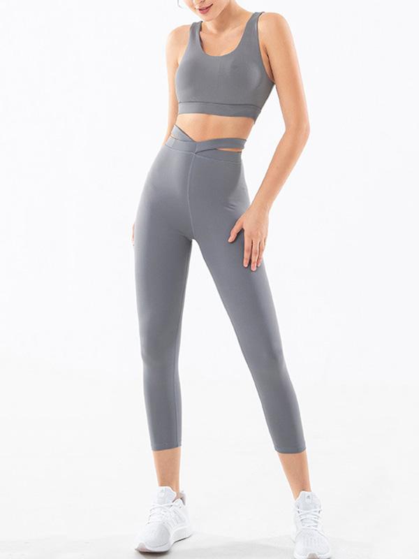 Fashion Sleeveless Contrast Color Yoga Sports Bra