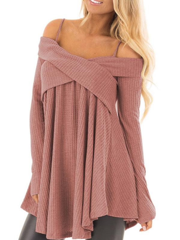 7 Colors Off-the-shoulder Blouses&Shirts Tops