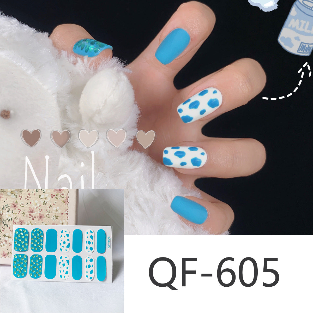 Milk pattern in autumn PRESS ON NAILS