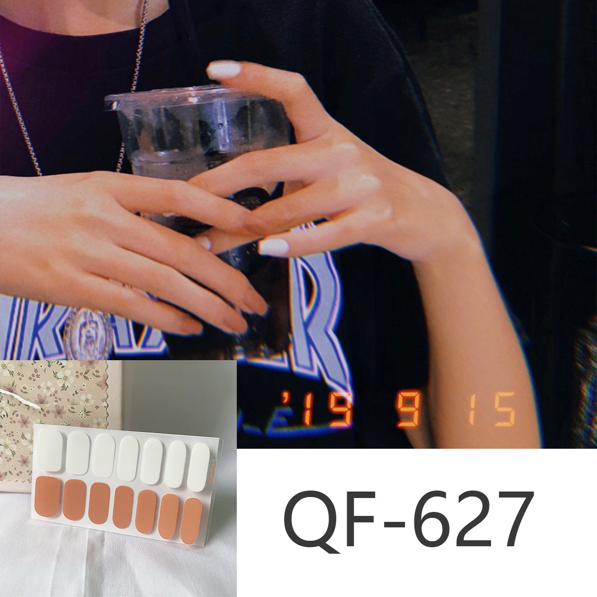 Milk pattern in autumn PRESS ON NAILS