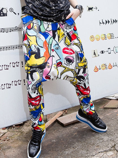 LOOSE COLORFUL PRINTING HAREM PANTS