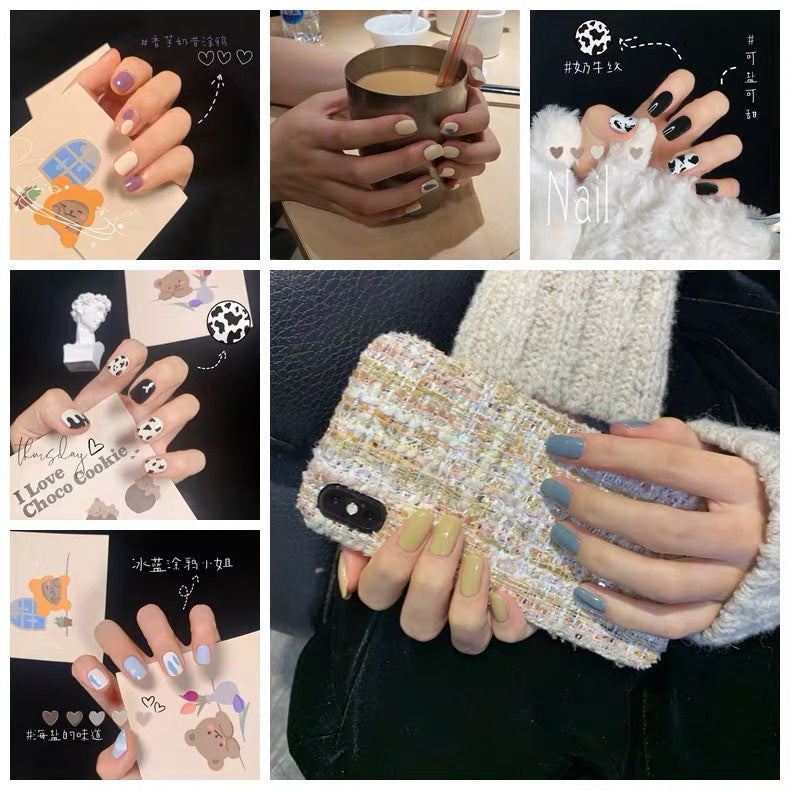 Milk pattern in autumn PRESS ON NAILS