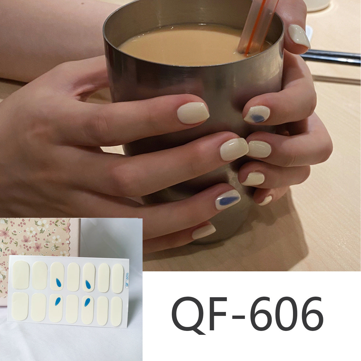 Milk pattern in autumn PRESS ON NAILS