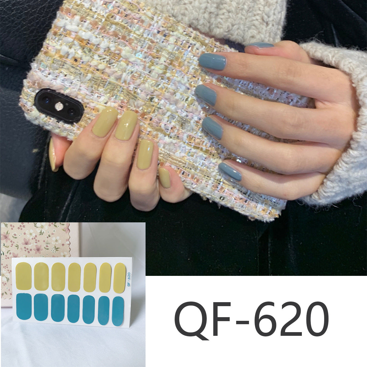 Milk pattern in autumn PRESS ON NAILS