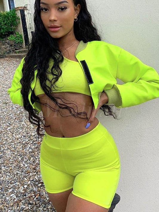 Fluorescent Bare Midriff Sports Jacket