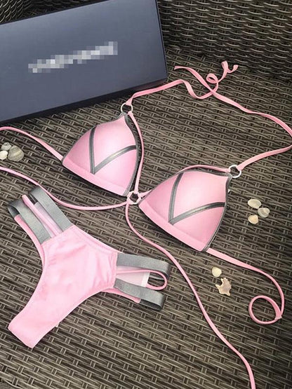 Scrunch Lace-up Split-joint Bikini Set