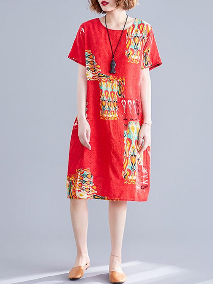 Loose Oversize Printed Dress