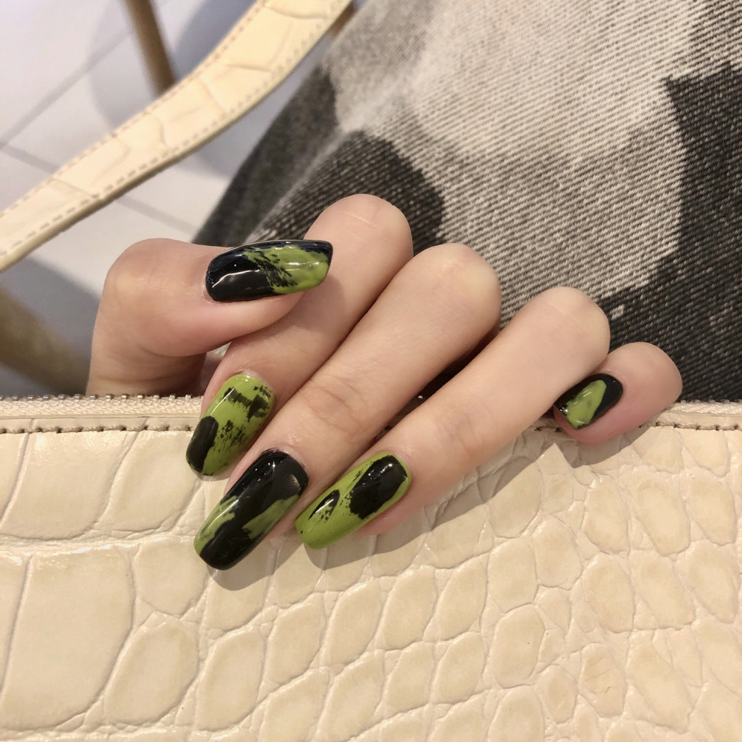 Black green future art graffiti PRESS ON NAILS