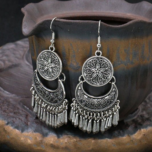 Fashion flower creative metal tassel earrings