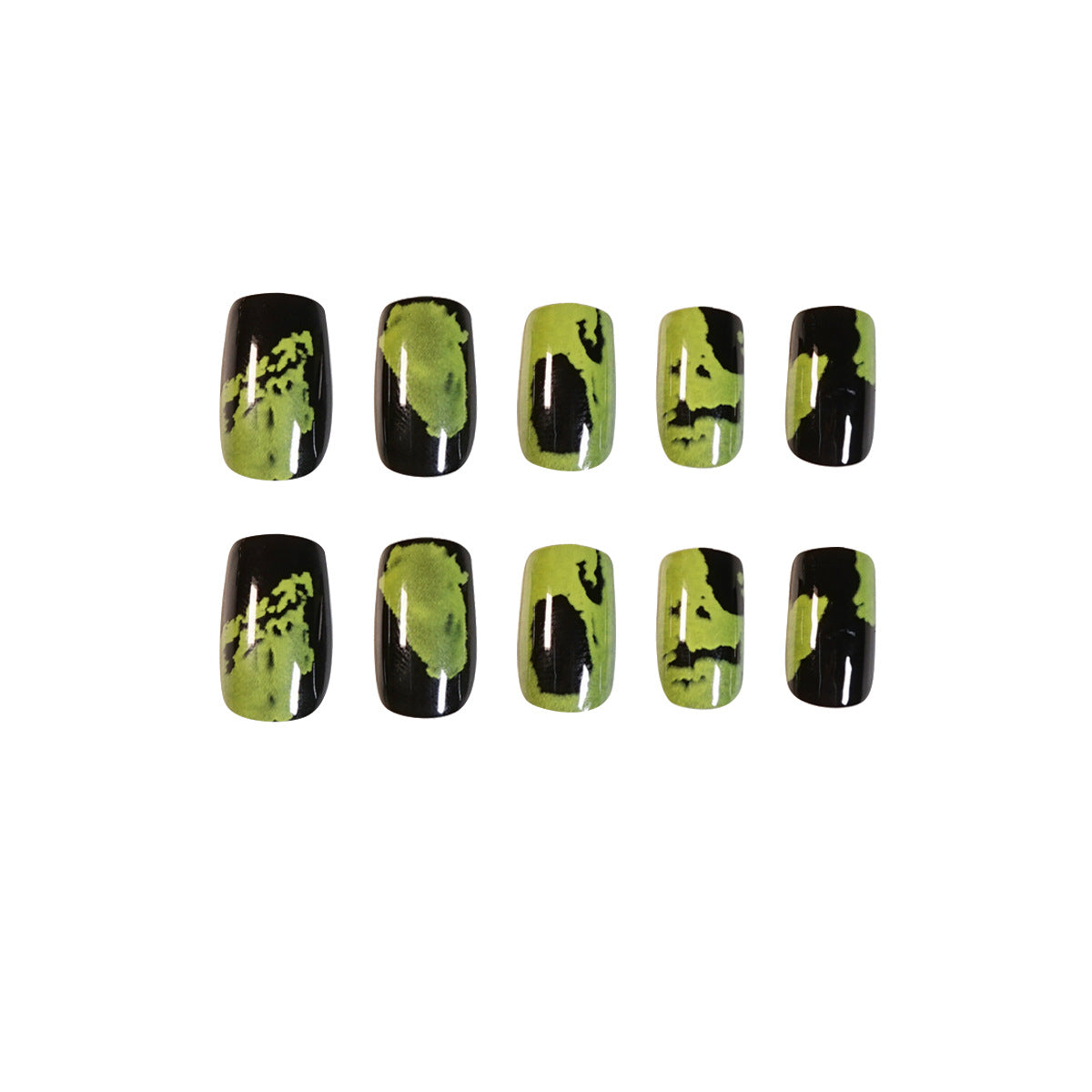 Black green future art graffiti PRESS ON NAILS
