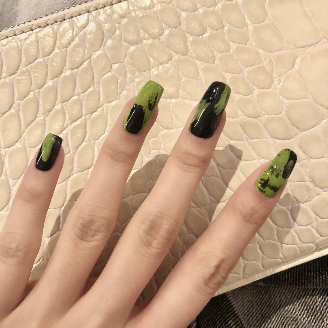 Black green future art graffiti PRESS ON NAILS