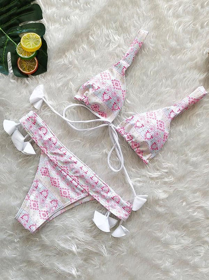 Sexy Bandage Printed Bikinis Swimwear
