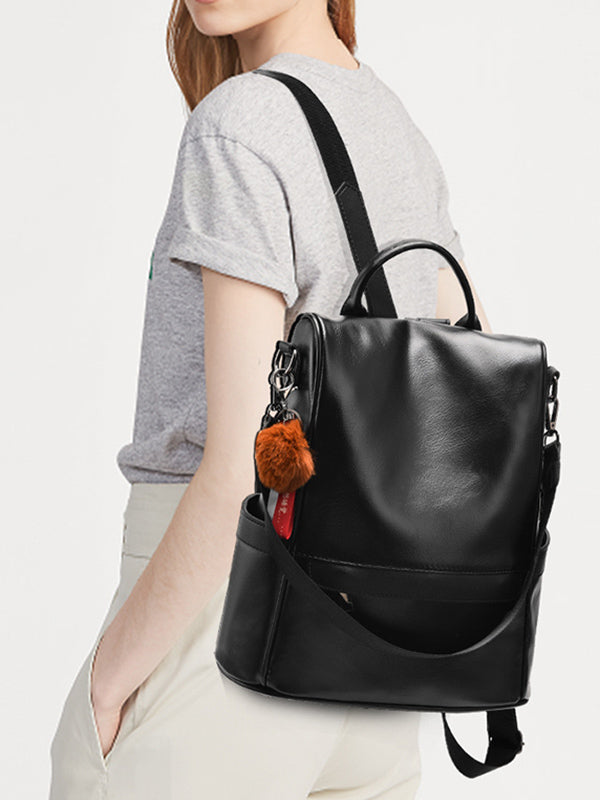 Original Solid Color PU Backpack