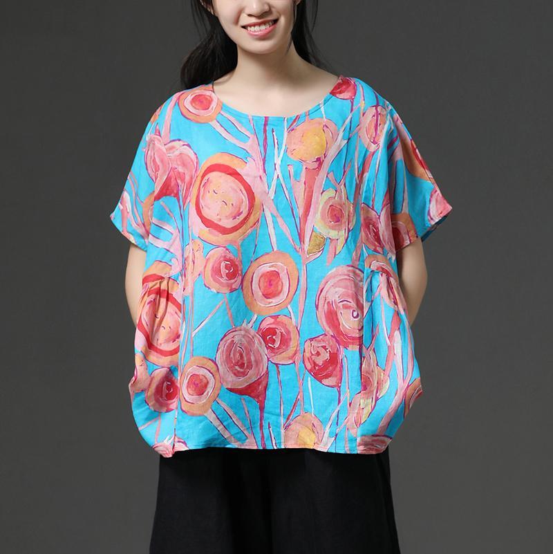 Blue Casual Short Sleeve Printing Summer Shirt