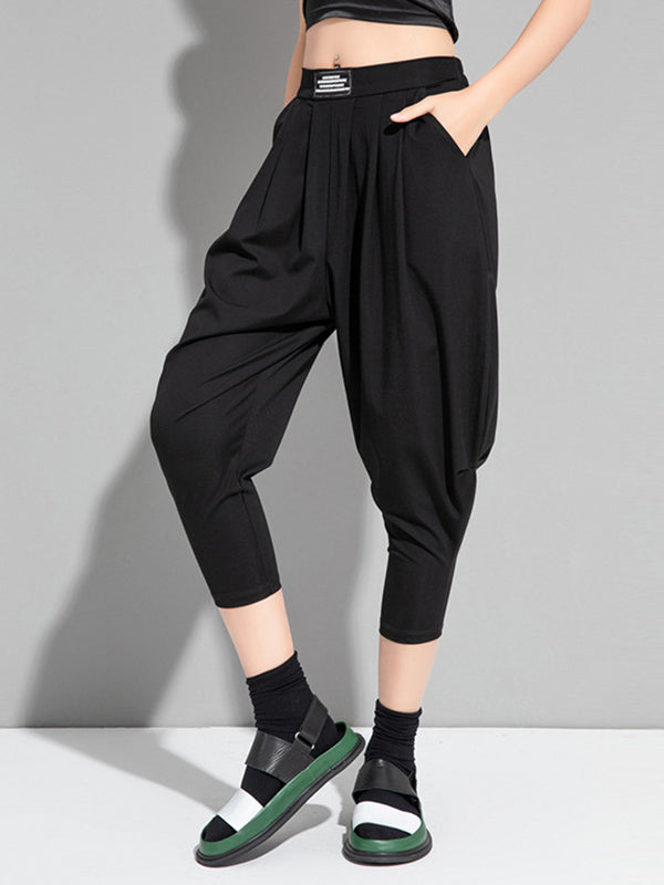 Simple Solid Color Elasticity Waist Pants