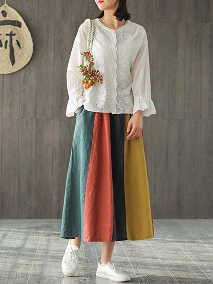Split-joint Rainbow Loose Skirt Bottom
