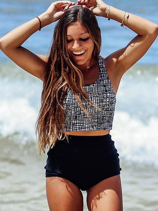 High Waisted Bandeau Bikini Swimsuit