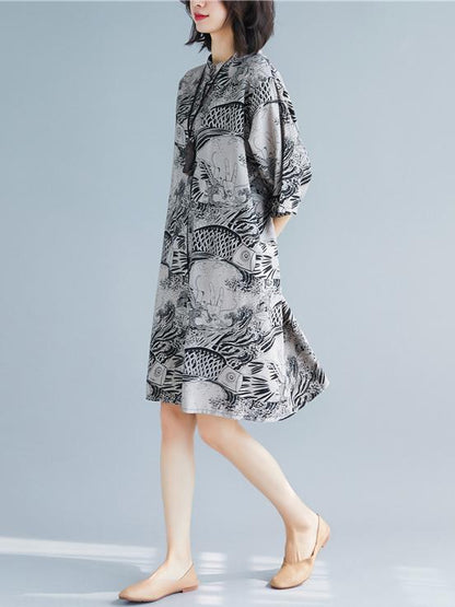 Loose National Style Long Polo Dress