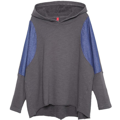 Buykud Patchwork Contrast Color Casual Loose Hoodie