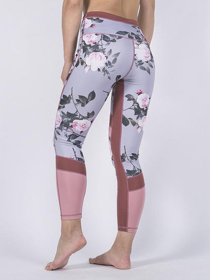 Mesh Flower Printed Yoga Leggings