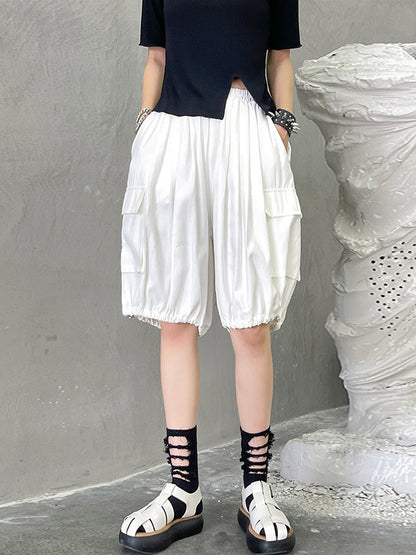 Stylish Loose Elastics High Waisted With Pocket Short Knickerbockers