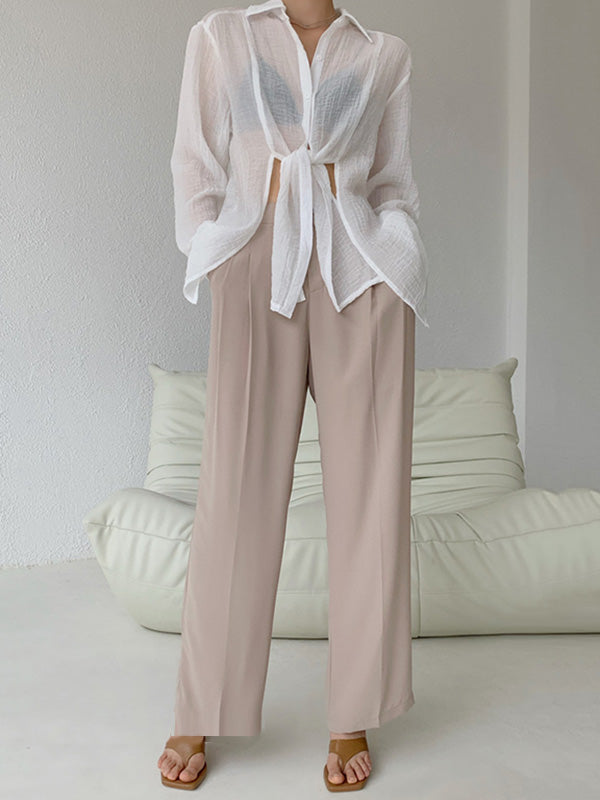 Leisure Solid Knitting Sun-Protection Blouse Tops