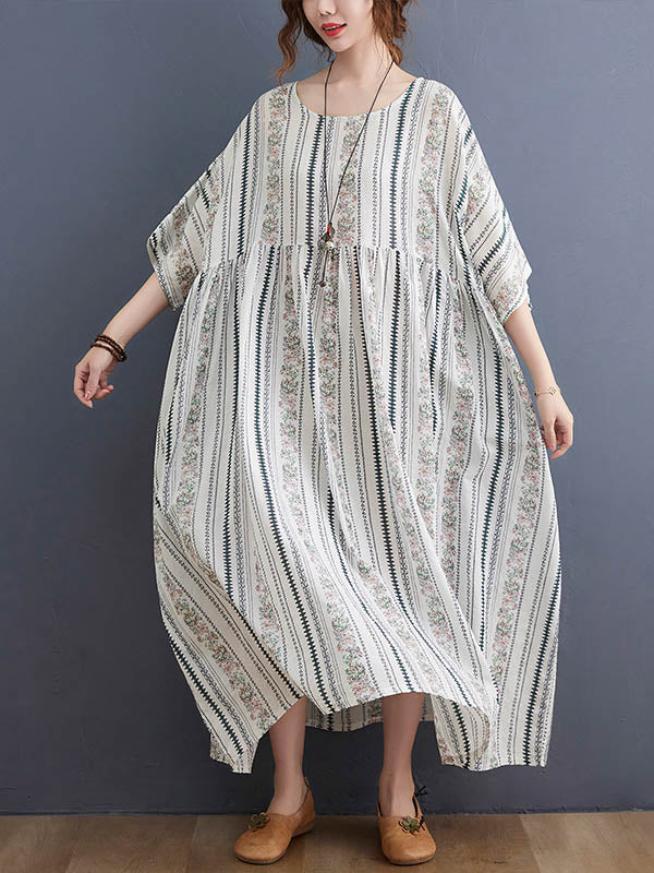 Original Floral Split-Joint Short Sleeve Maxi Dress