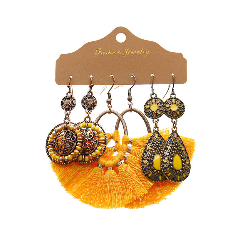 Bohemian tassel flower earrings