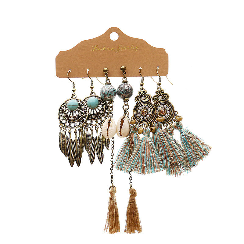 Bohemian tassel flower earrings