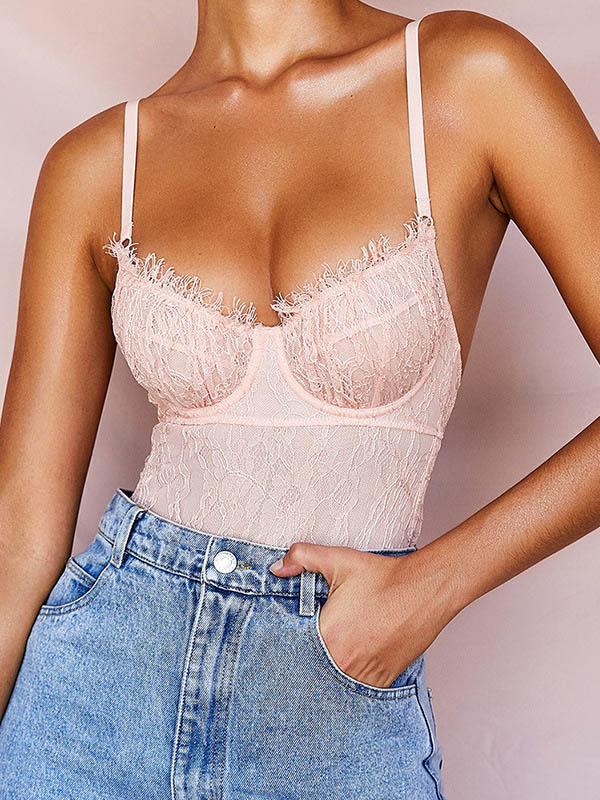 Eyelash Lace Underwired Bodysuit Lingerie