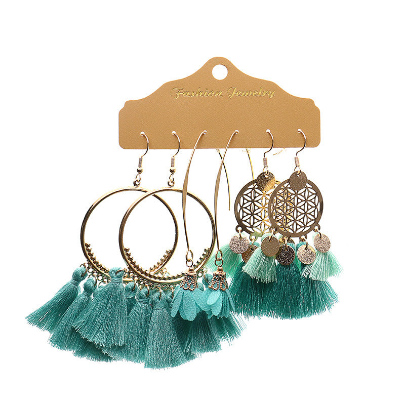 Bohemian tassel flower earrings
