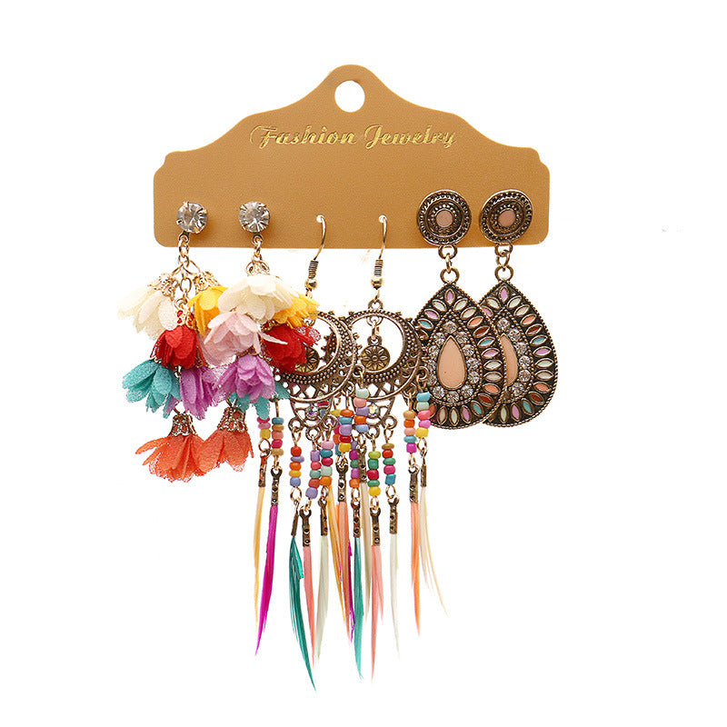 Bohemian tassel flower earrings
