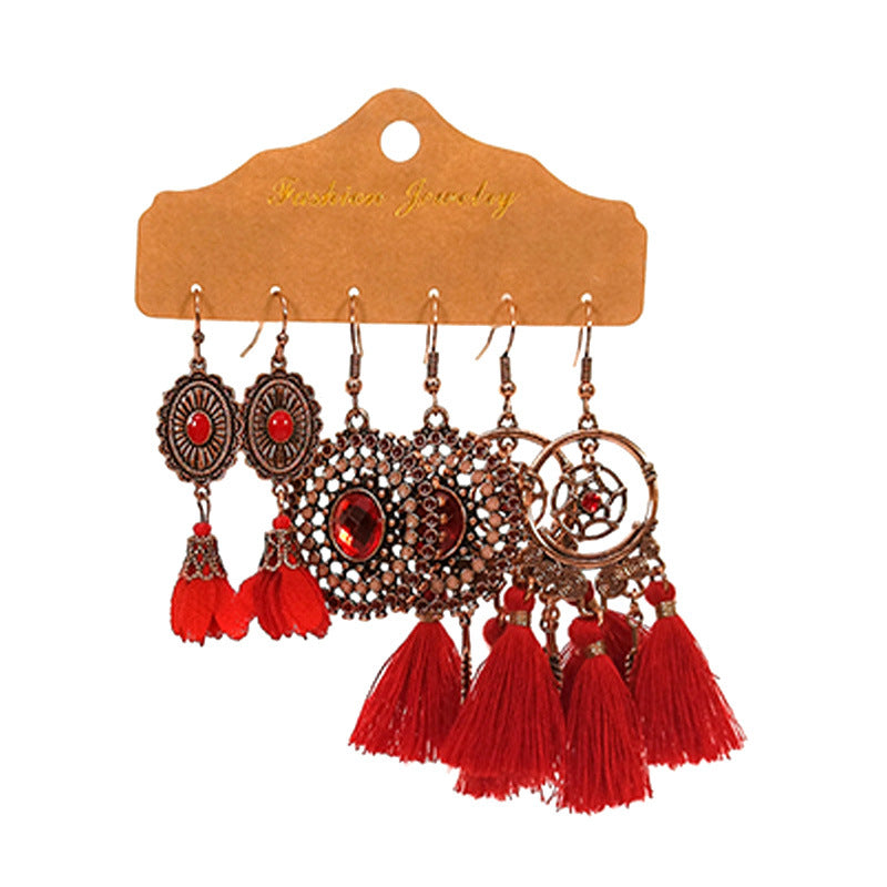 Bohemian tassel flower earrings