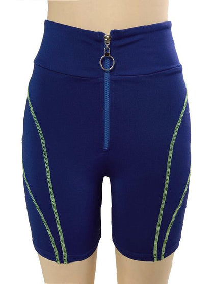 Zipper Letter Printed Sports Shorts