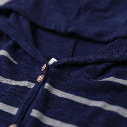 Buykud Soft Comfort Classic Stripe Casual Knitted Hoodie