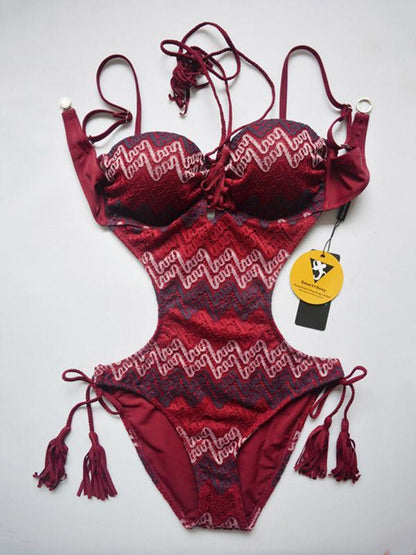 Stripe Knot Side One-piece Swimwear